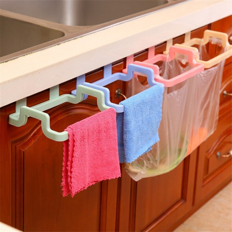 Kitchen Organizer Shelf Wall-Mounted Kitchen Door Rear Wall Cabinet Garbage Bag Support Frame Kitchen Garbage Bag Storage Rack