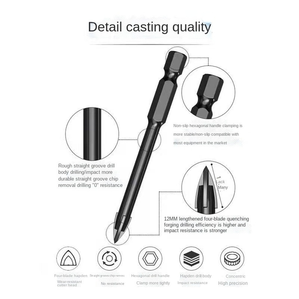 3-12Mm Cross Driehoek Boor Hex Shank Twist Boor Hardmetaal Hex Handvat Keramische Baksteen Boren houtbewerking Gereedschap