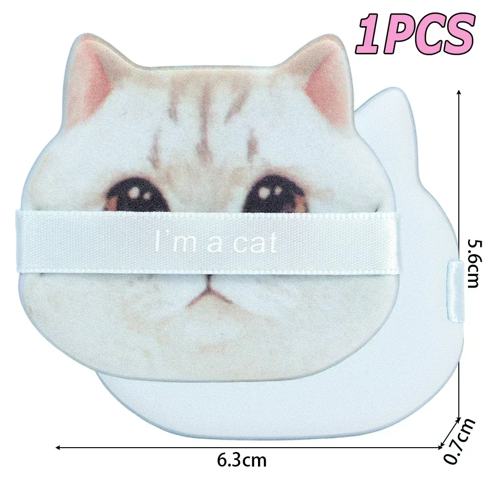 10 st söt katt sminkpuff foundation kosmetisk puff slät puder concealer skönhet torr och våt puderpuff med dubbel användning sminkverktyg: Vit