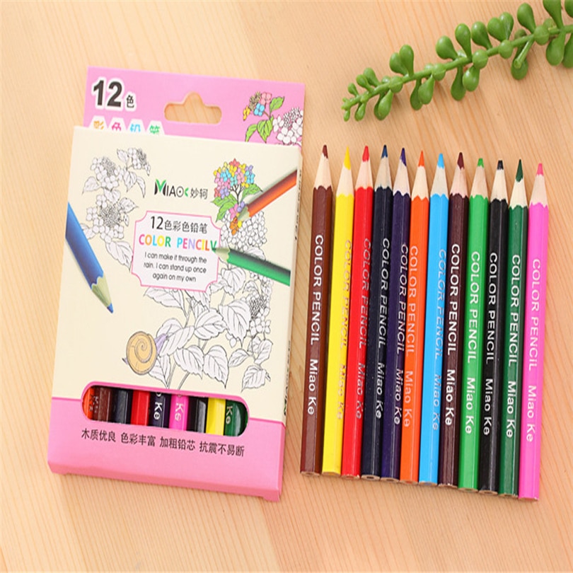 Lápiz pequeño de 12 Colores para pintar, lapicero de plomo para escribir y pintar, papelería de oficina, para estudiantes, A30