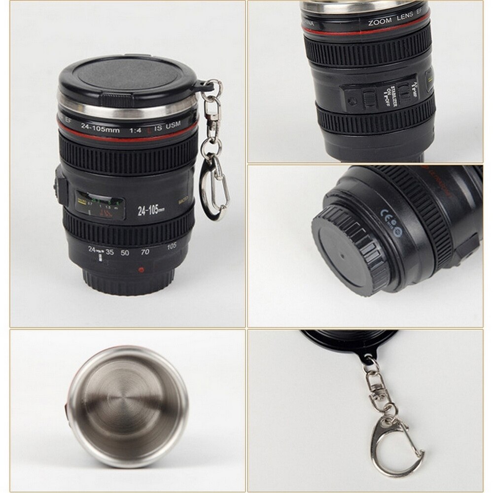 Camping pendentif caméra lentille tasses tasses ABS + acier inoxydable émulation caméra Thermos tasse bouteille d'eau Whisky vin tasses pour extérieur