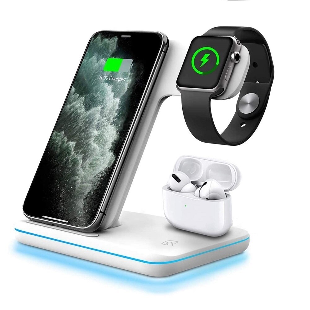 Fdgao 15W 3 In 1 Qi Draadloze Oplader Stand Voor Iphone 12 11 Xs Xr X 8 Airpods Pro opladen Dock Station Voor Apple Horloge 6 5 4 3: Type 01 White