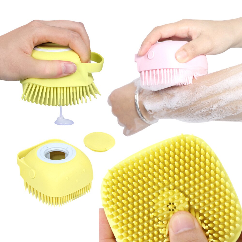 Cepillo para baño de perro 2 en 1 para mascotas, peine para masaje de SPA de silicona suave, aseo de pelo para perros y gatos, herramienta de limpieza para perros