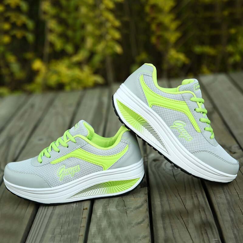 VTOTA Women Wedges Sneakers Platform Shoes Height Increasing Spring Lace-Up Mesh Walking Shoes Footwear tenis feminino: 5