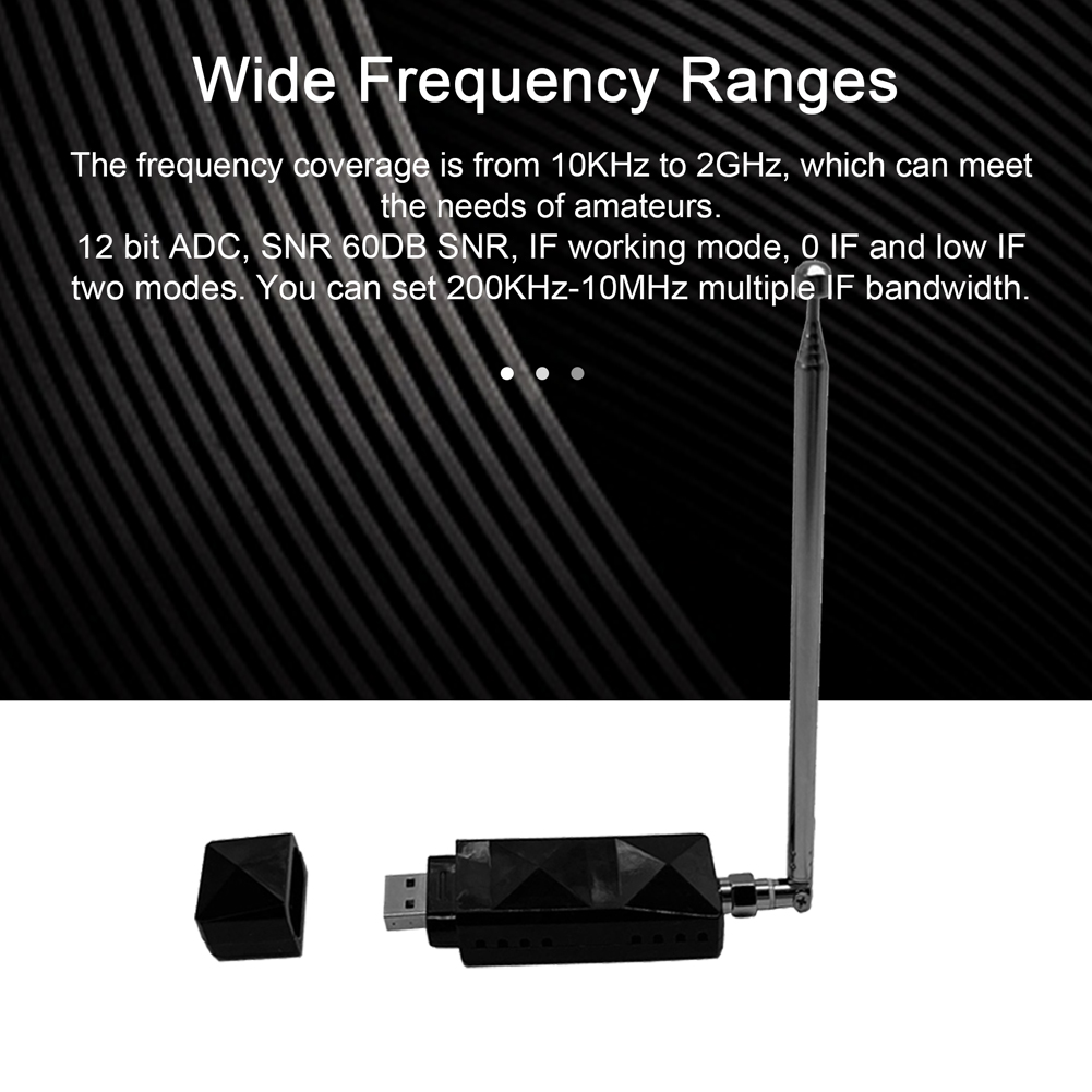 10kHz~2GHz USB SDR Receiver 12 Bit ADC 60DB SDR Receiver Compatible with RSP HF AM FM SSB CW Aviation Band Receiver
