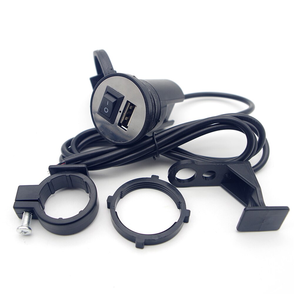 Utilizado para adaptador de Cable conector rápido motocicleta USB grados rotación soporte de montaje teléfono: Black