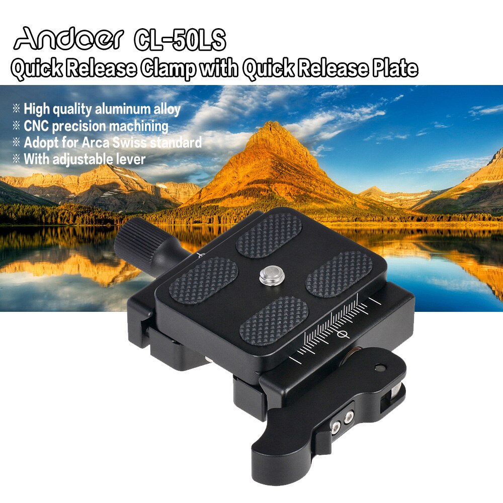 Andoer Piastra A Sgancio Rapido in Lega di Alluminio A Sgancio Rapido Morsetto Regolabile 1/4 + 3/8 &quot;A Vite per standard di Arca svizzero Palla testa del Treppiede