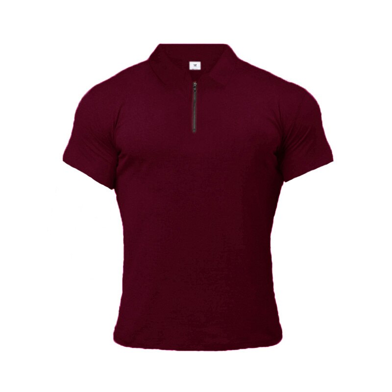 T-Shirt manches courtes pour homme, vêtement de sport, Slim, avec fermeture éclair, à la: Red / M