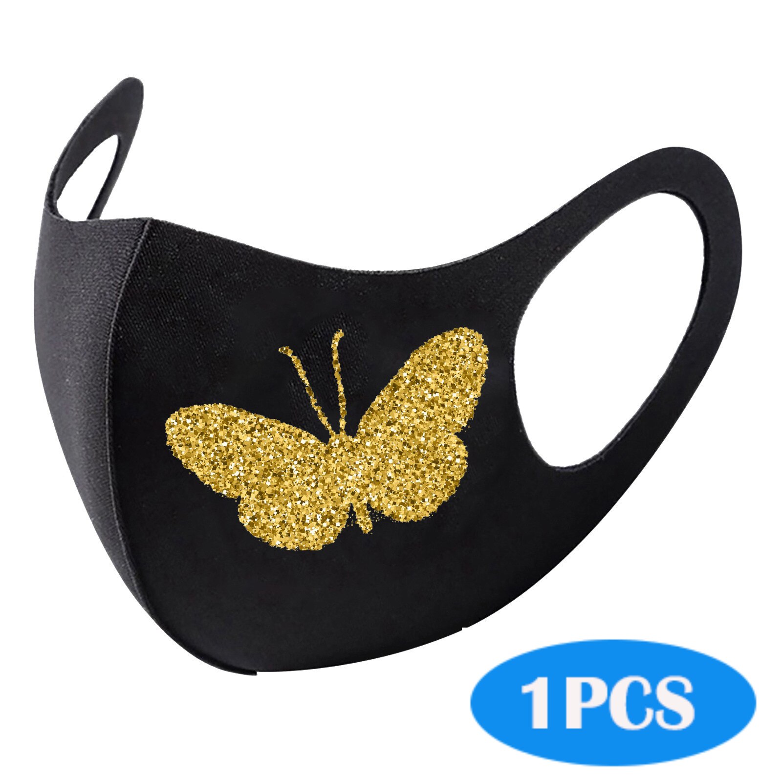 Happy Years 1/5pcs Shiny Ski Fasemask Adult butterfly Printed Washable Reusable Fabric Cotton Bandana: D