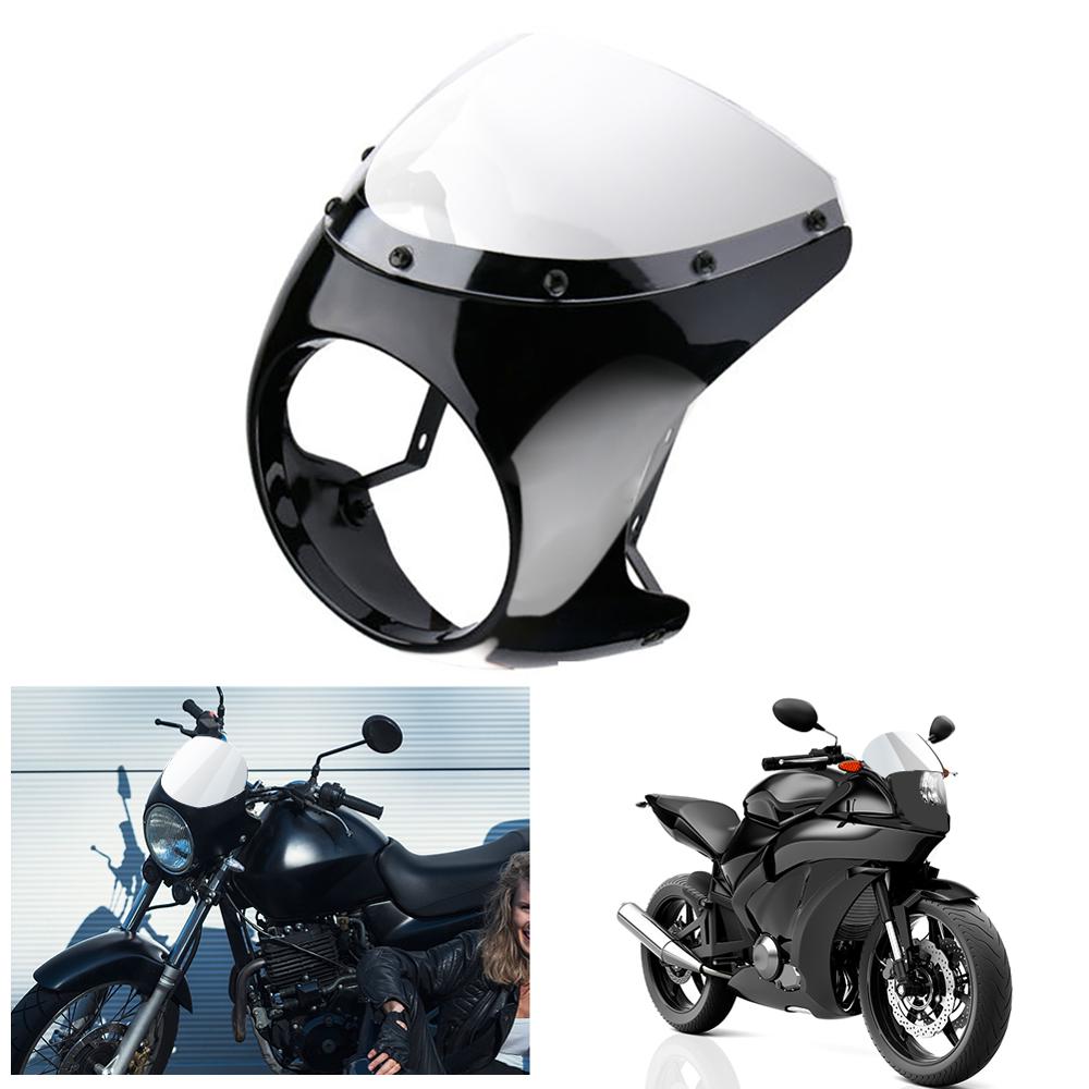 Universele 7 "Koplamp Kuip Retro Cafe Racer Stuur Screen Voorruit