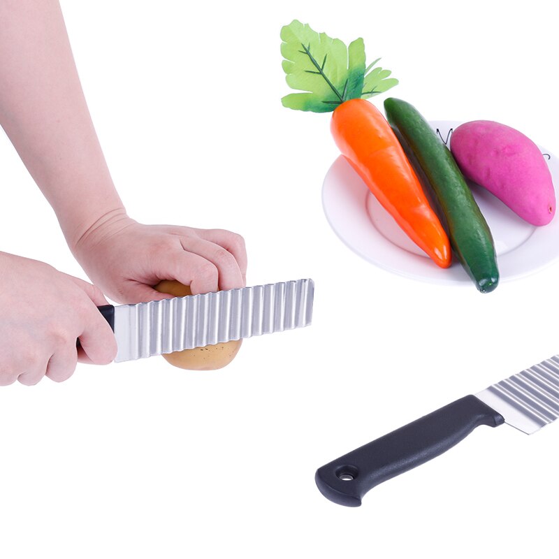 1PC Stainless Steel Wavy Cutter Potato Carrot Waves Cutting Slicer Fry Food Slicer Blade Vegetable Salad Chopping Knife