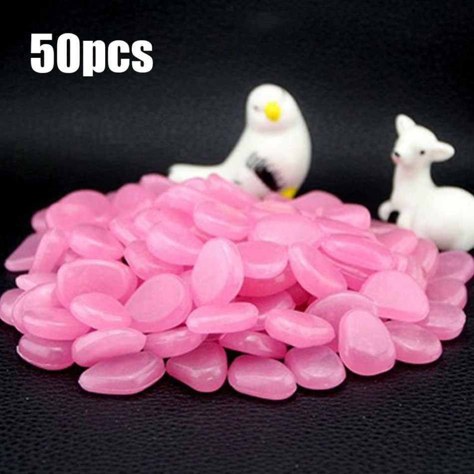 50/100/300 Pcs Glow In The Dark Tuin Steentjes Glow Stones Rocks Voor Loopbruggen Aquarium Decor Planten tuin Yard Lichtgevende Stenen: 300pcs / Pink