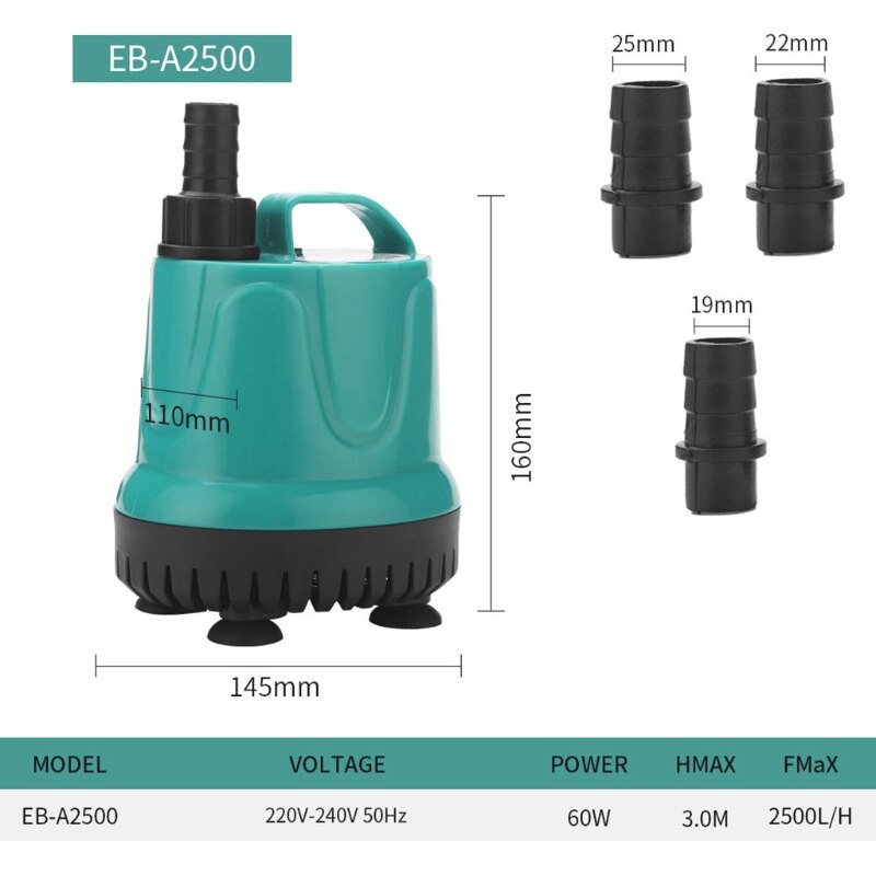 Ultra stille highlift dompelpomp voor vijver, aquarium, vuil filter