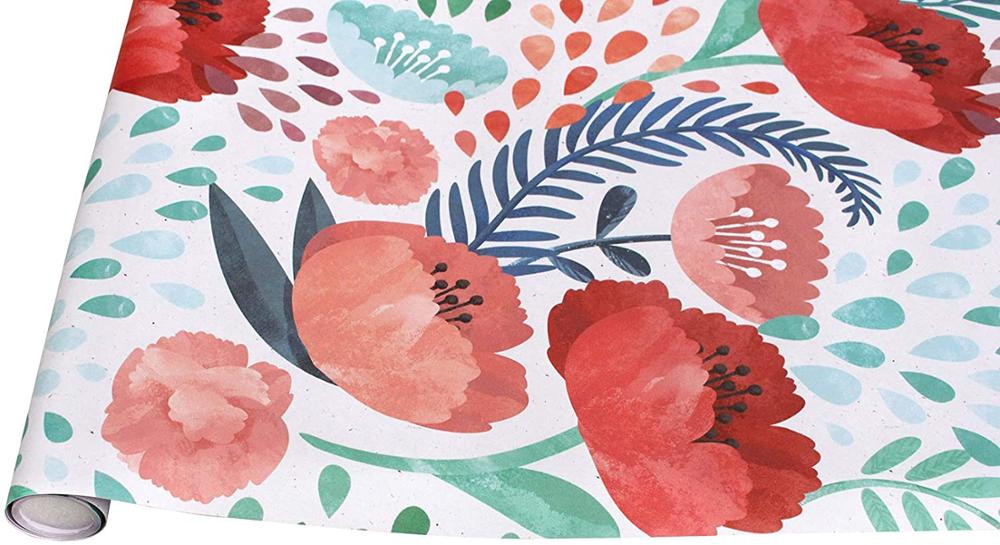 Lucky yyj pivoine fleurs peler et bâton papier peint amovible multicolore vinyle auto-adhésif Stickers muraux papier de Contact décoratif: 45x300cm