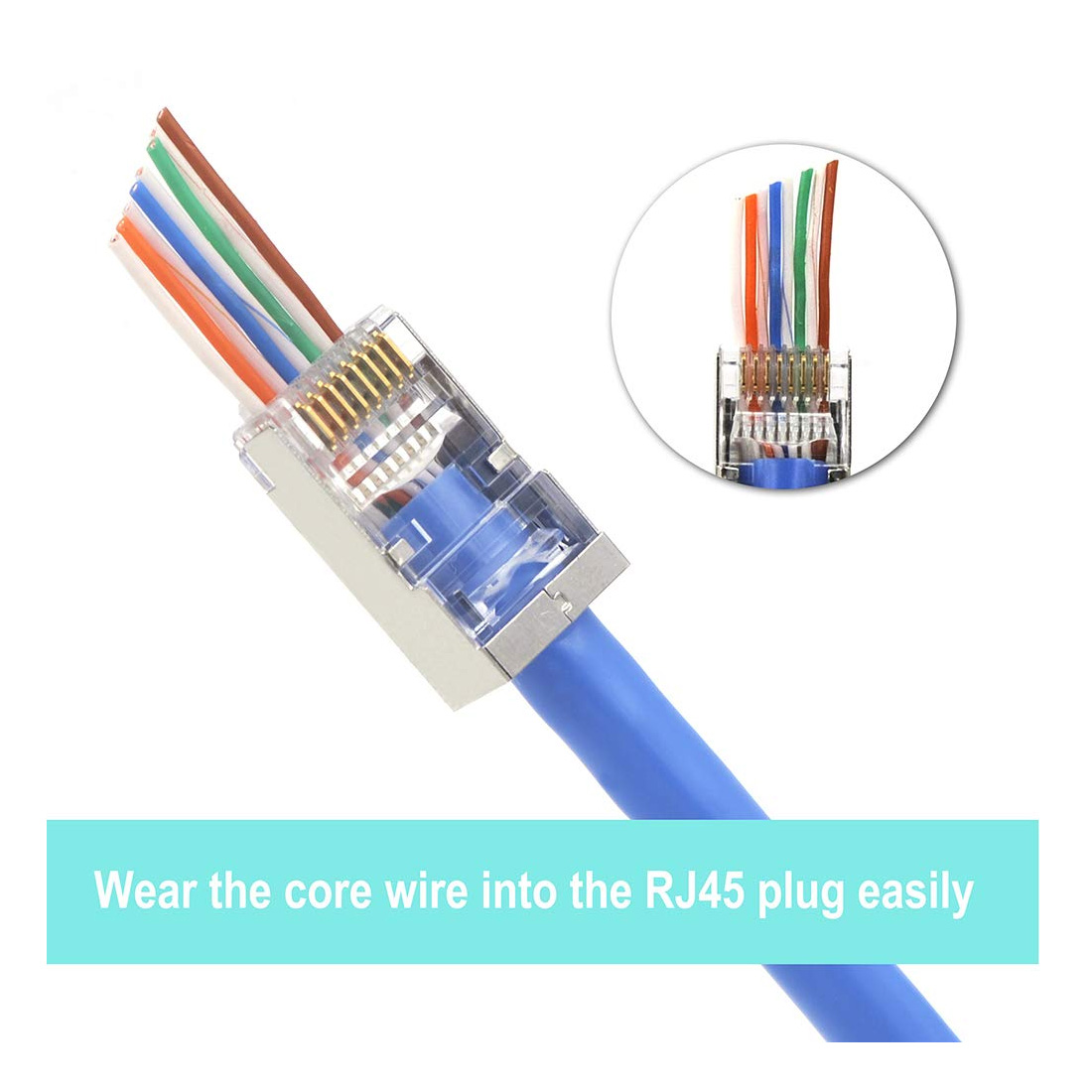 Nettverkskontakt cat 6 rj45- kontakt modulær ethernet-kabel hodeplugg kat 6 crimp nettverk  rj 45- kontakt gullbelagt