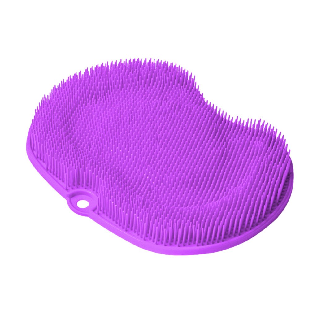 Foot Massage Shower Mat Bath Silicone Exfoliating Scrub Mat Bathing Cleaning Massage Floor Door Cushion Rug Pad Carpet: purple
