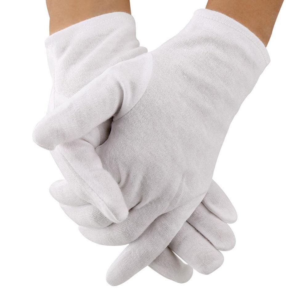 12 pairs/lot White 100% Cotton Ceremonial gloves for male female Serving / Waiters/drivers/Jewelry Gloves
