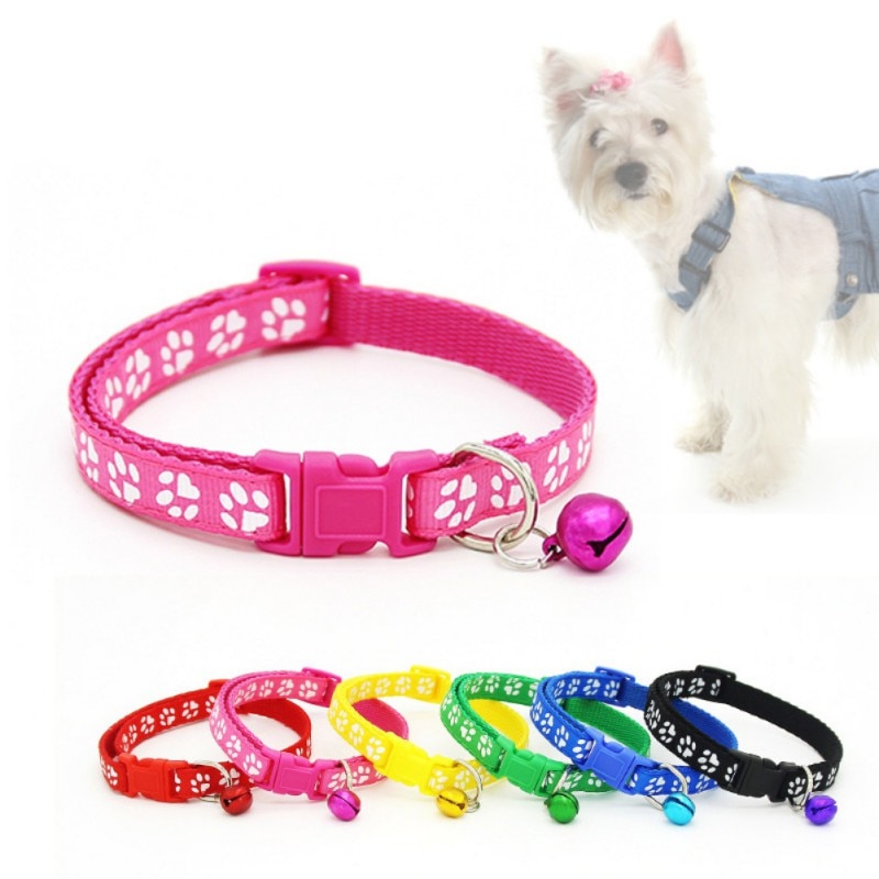 Leuke Huisdier Kraag Hond Kat Huisdier Accessoires Footprint Veiligheid Verstelbare Nylon Leash Halsbanden Met Bell Dierbenodigdheden