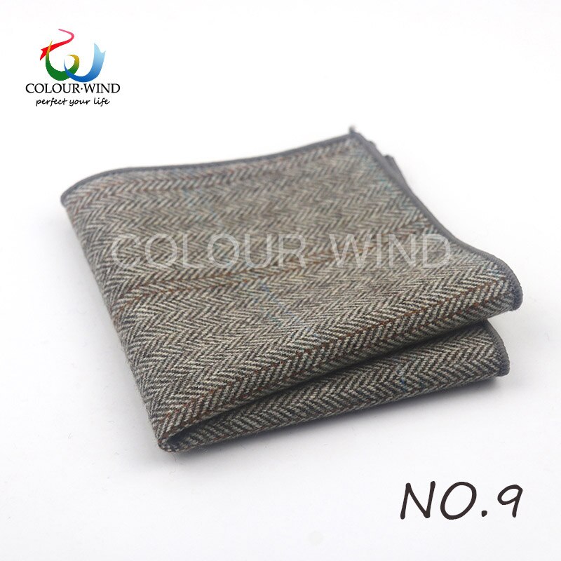 Classic Style Men's Handkerchief Scarves Vintage Wool Hankies Men's Pocket Square Striped Solid Cotton 24*24CM: 9