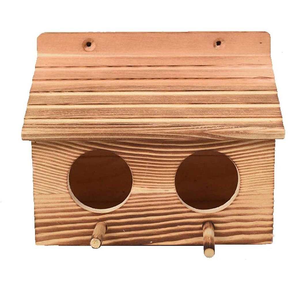 Wood Bird Breeding Box Bird House Nest Parrot Breeding Decorative Cages Pet Accessories Home Balcony Decoration