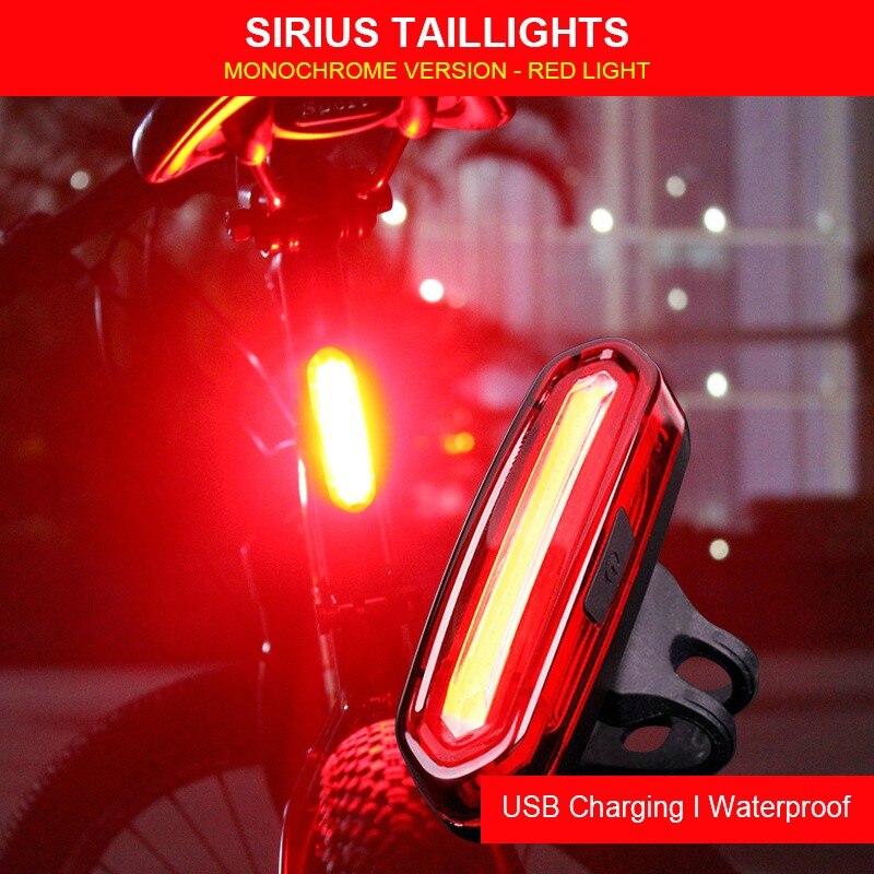 Fiets Achterlicht Usb Oplaadbare Lantaarn Cob Led Mtb Mountain Fiets Achterlicht Veiligheidswaarschuwing Fiets Achterlicht Fiets Lamp: Red Light