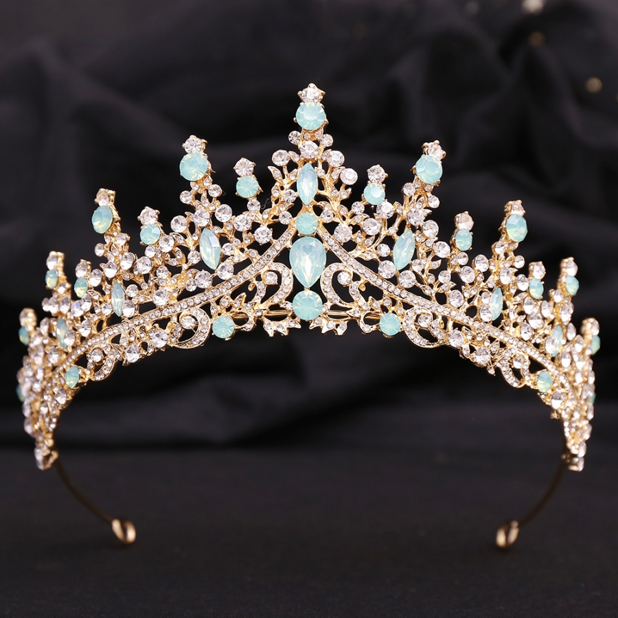 Barokke Kristallen Tiara's En Kronen Voor Vrouwen Strass Prom Diadeem Hoofdband Bruids Bruiloft Haaraccessoires Sieraden Kroon Tiara: Blauw
