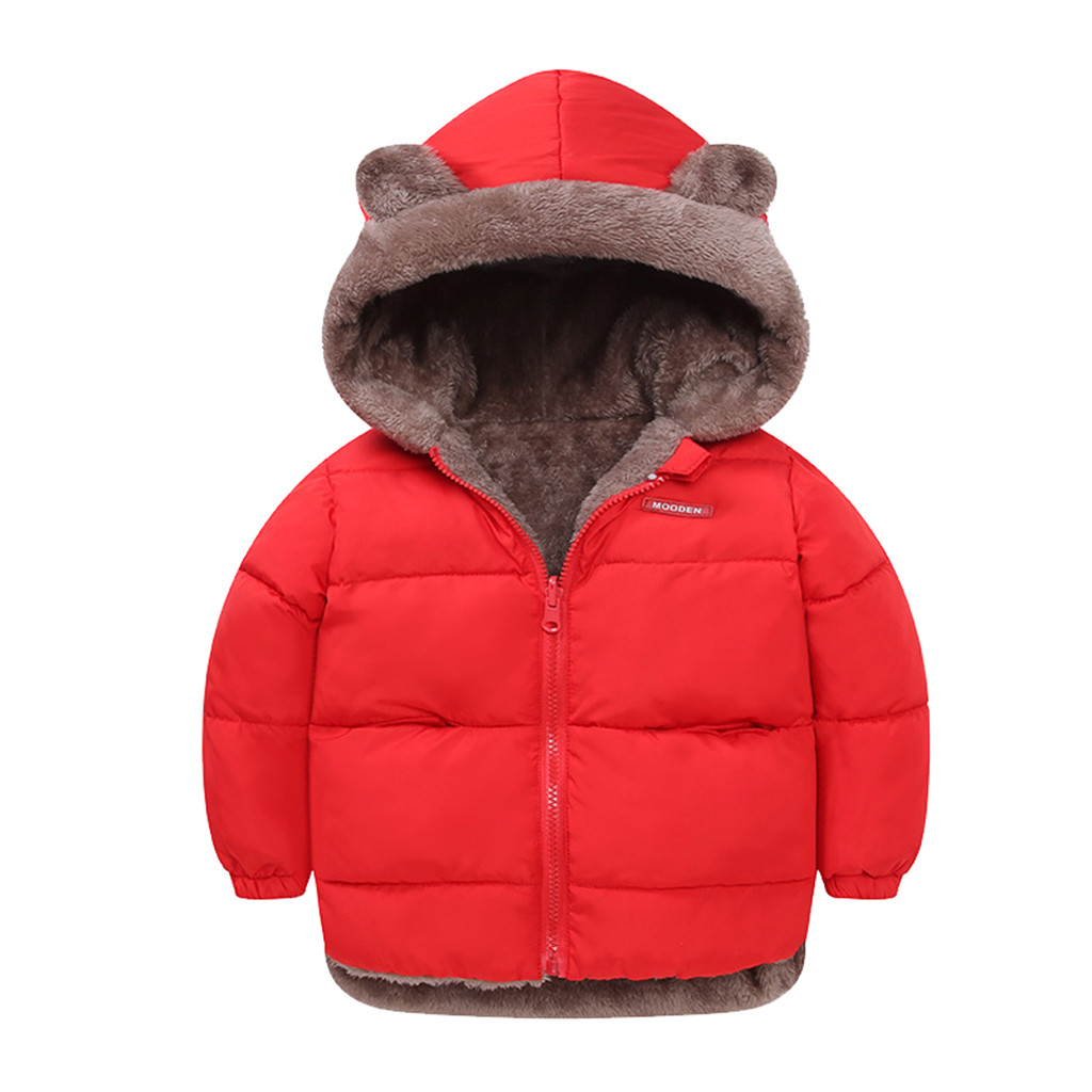 Winterjas Vrouwen Peuter Baby Meisjes Winter Winddicht Jas Beer Oren Capuchon Dikker Uitloper Jas: RD / 90