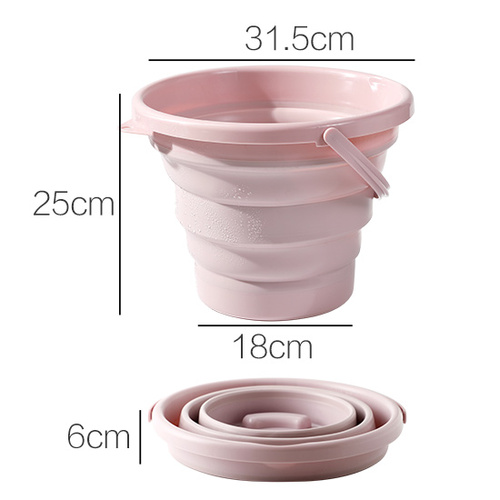 Cubo plegable de 3L/7L color rosa para turismo, limpieza de casas, pesca, Camping, coche, gran cubo de lavado para el hogar: 7L pink