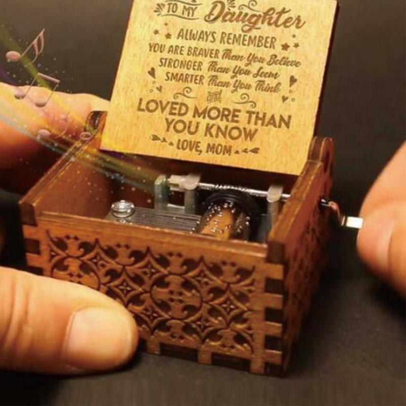 Antieke gesneden houten muziekdoos mijn zonneschijn liefde papa decoratie liefdeskist kerst verjaardag moeder anonieme moeder stuur  c1 g 3
