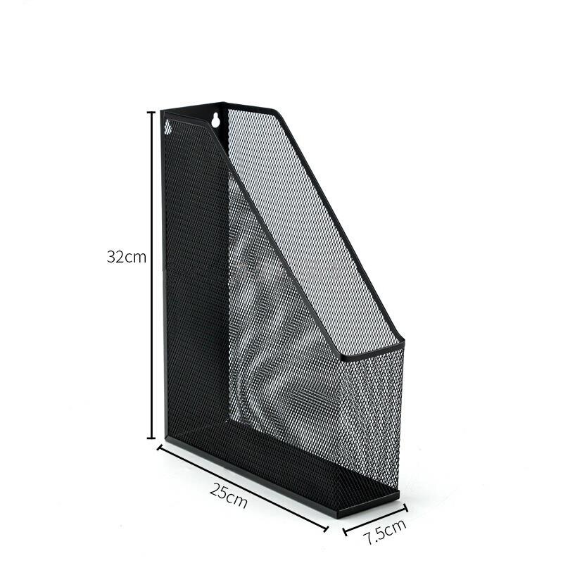 Black Silver Magazine File Holder Metal Mesh Bookends Desktop Organizer Shelf Grid Document Book Holder Support Stand Storage