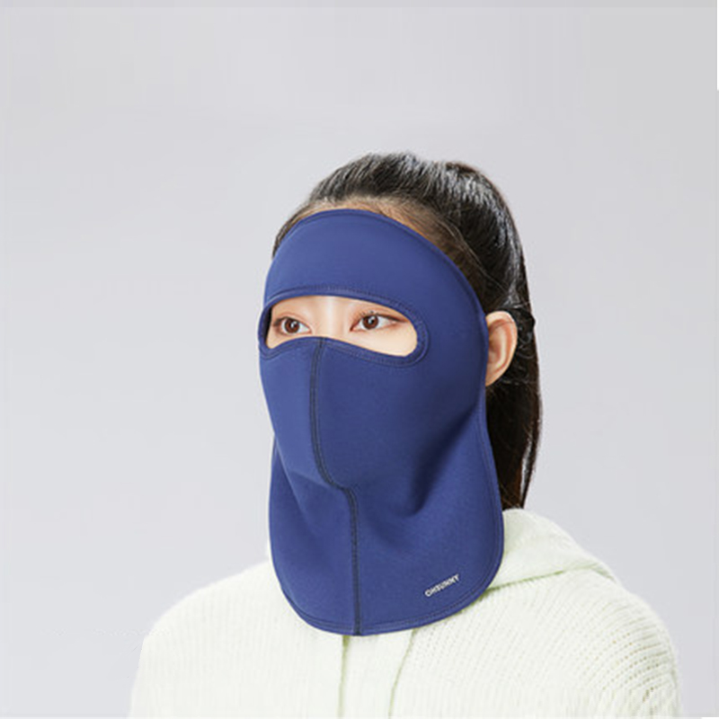 Ohsunny Winter Windproof Full Face Mask With Neck Protection Solid Color Tenel Soft Keep Warm Sunscreen Facemask For Cycling: Blue