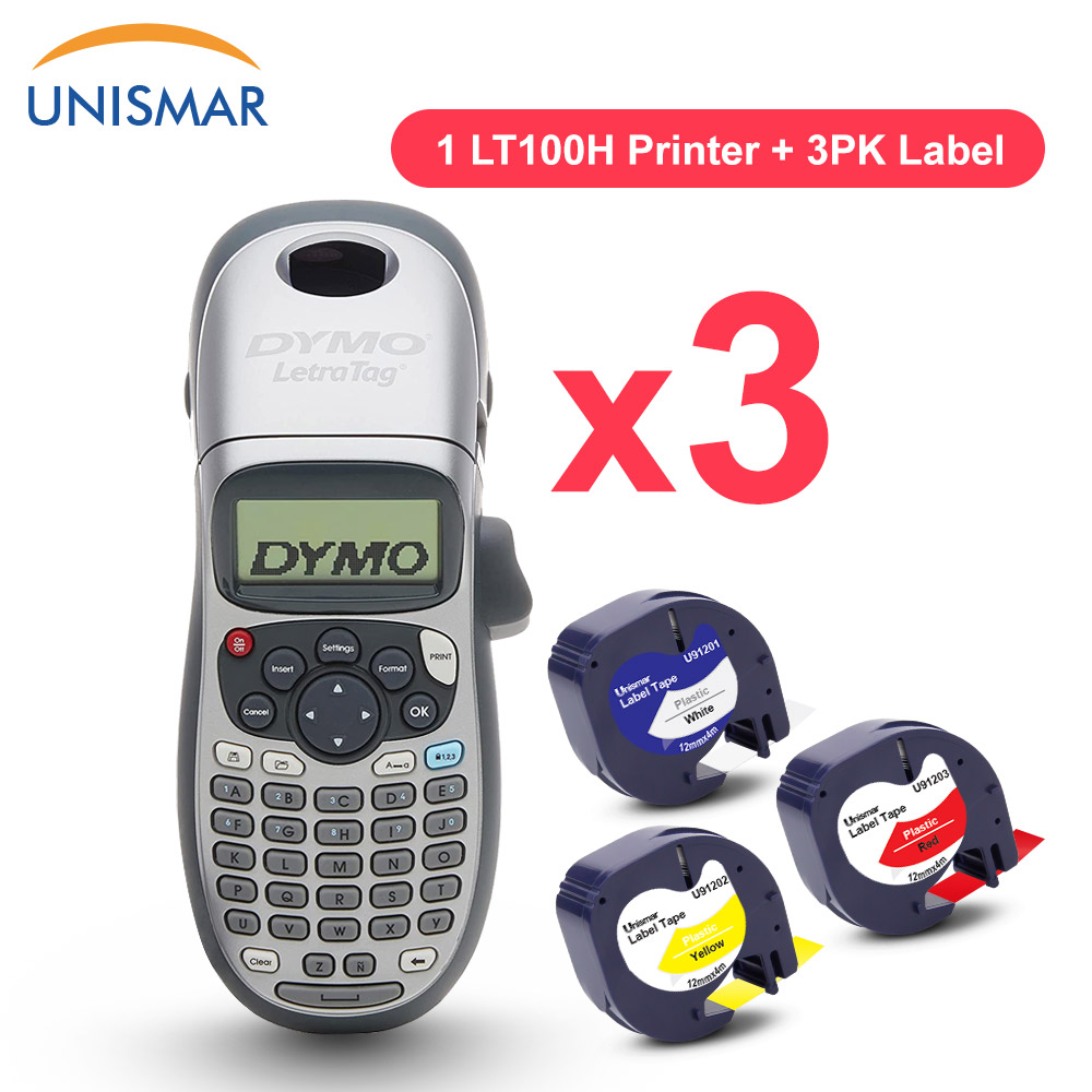 Unismar DYMO LetraTag LT-100H LT100H Label Machine with 12mm Label Tape Compatible for Dymo LT L100H Label Printer 91201 91202