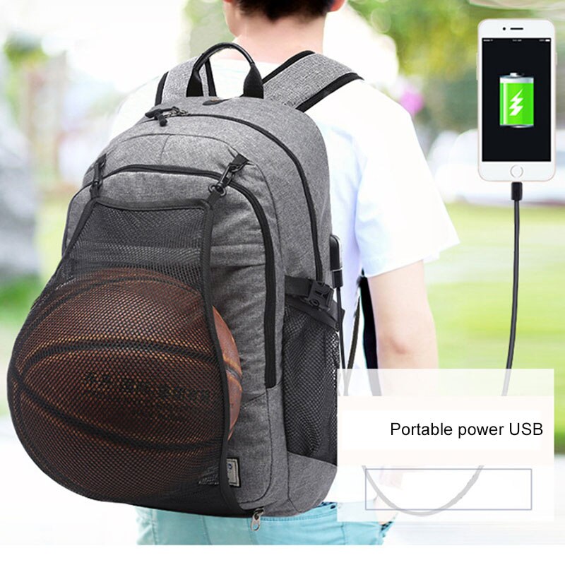 Sport sacs à dos sac à dos pour ordinateur portable pour homme sac d'école pour adolescent garçons ballon de Football Pack sacs de Sport mâle Football basket Net XA604WD