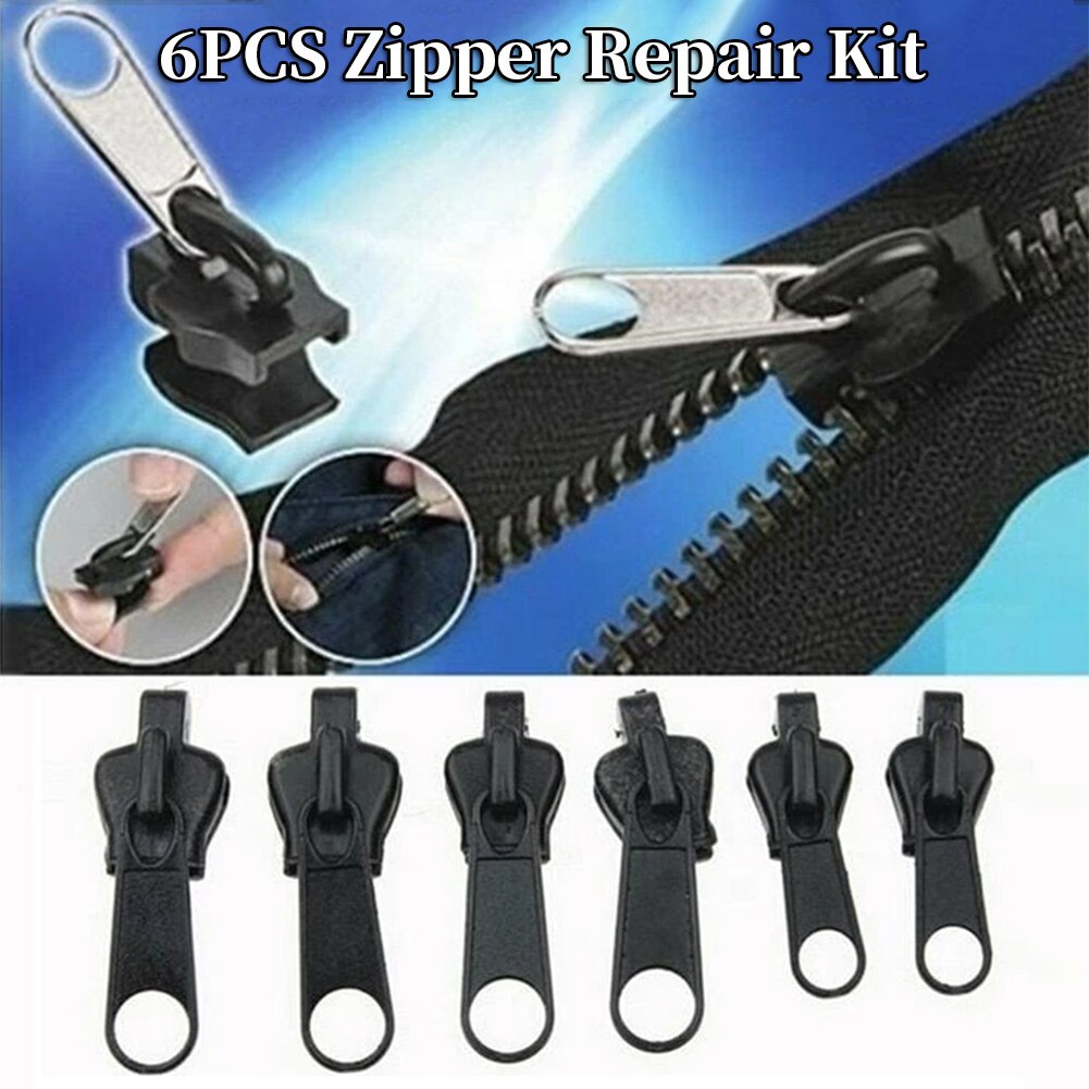 6Pc Rits Reparatie Kit Naaien Sliding Tanden Rescue Rits Universele Instant Zipper Reparatie Vervanging Rits Voor 3 Verschillende Grootte