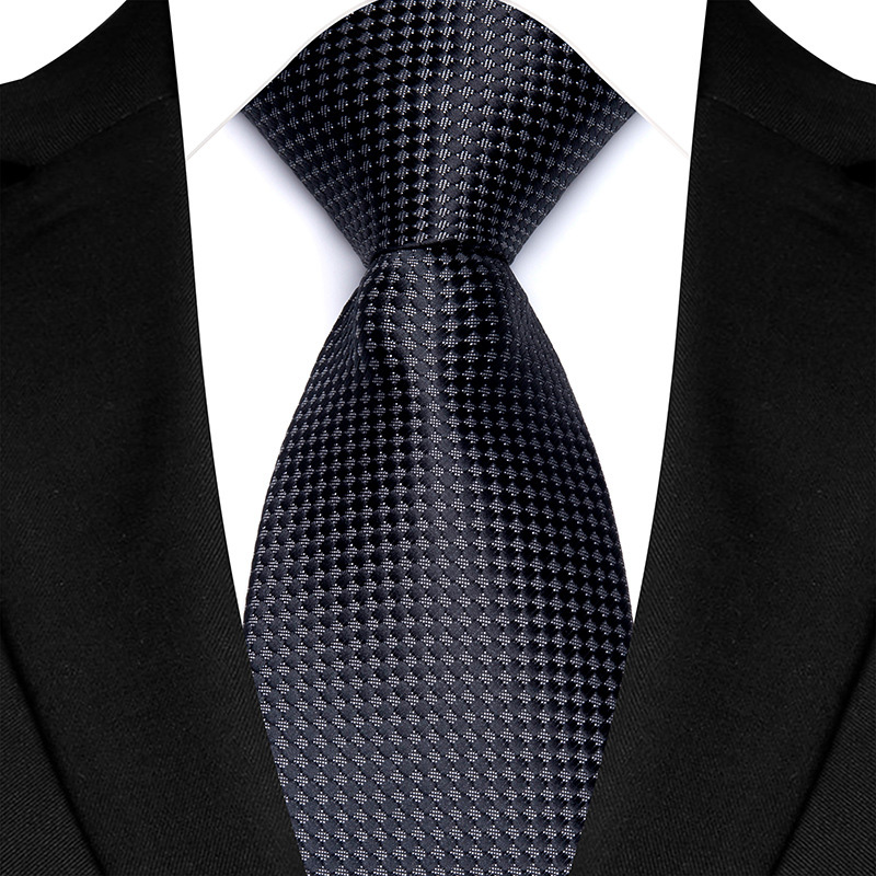 Corbata de lujo de 8CM para hombre, corbata lisa de rayas de puntos de Color gris plateado para novio, corbata tejida de Jacquard para de boda de negocios: Plata