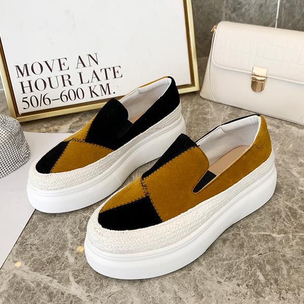 Ronde neus dames loafers schoenen instappers klompen platform gemengde kleuren damesschoenen herfst dames all-match casual: 2 / 35