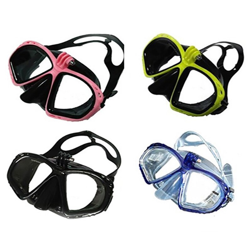 Mænd kvinder justerbare hærdet linser googles briller dykkermaske med gopro mount svømning snorkling øjenbeskytter