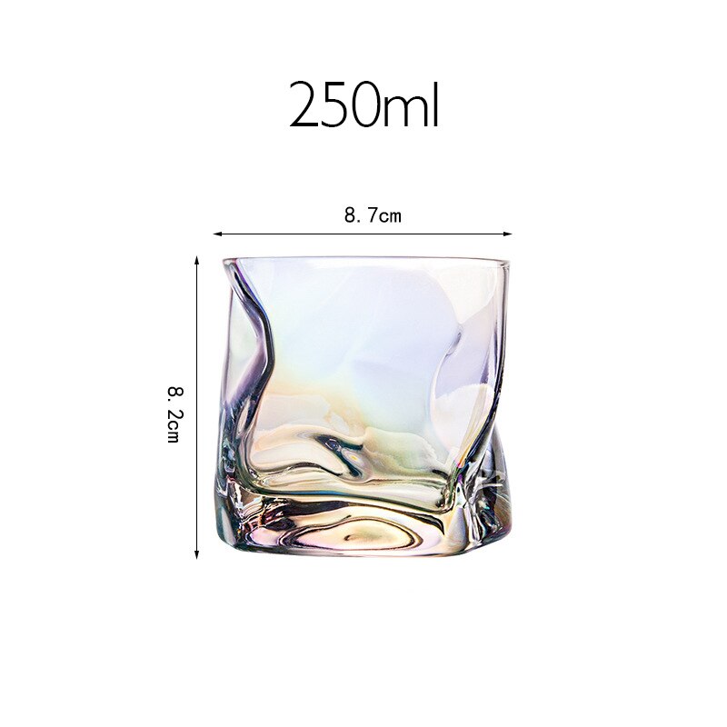 Whisky glas krumme whisky tumbler briller uregelmæssige folder verre vodka kopper personlighed brandy snifters iced whisky rock glas: Farve 250ml