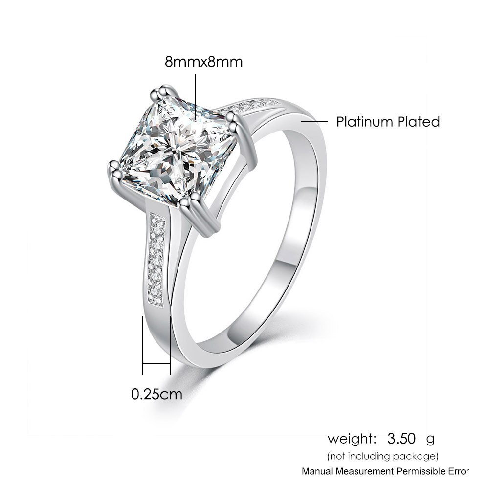 Zhouyang luksus bryllup kvinders ring med store sten zirkon enkle klassiske hvidguld farve  r569 #39