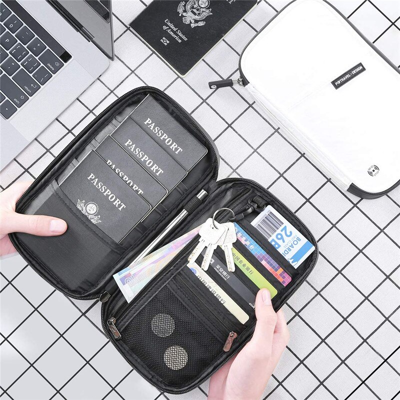 RFID Travel Passport Wallet Multi-Function Waterproof Family Passport Holder Trip Document Organizer Credit Card Package Purse