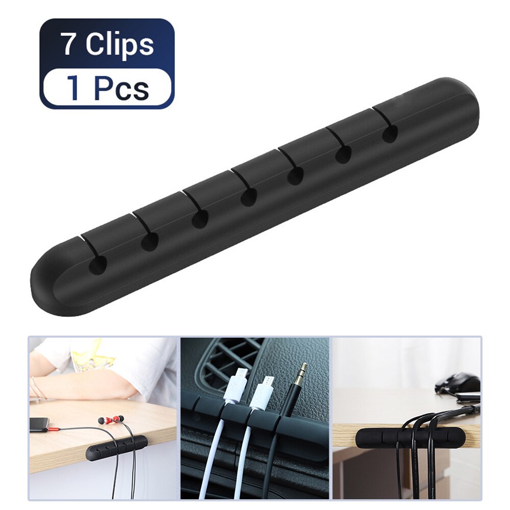 Cable wire organizer, desktop fixed cable organizer silicone multifunctional wire fixing device home office storage: 7-holes