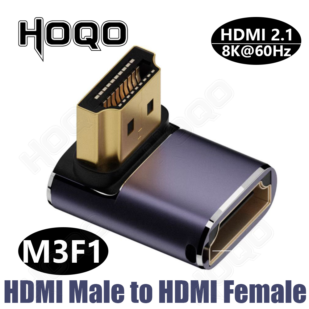 HDMI 90-Grad-Adapter, 8 K, 4 K, 270 Grad, HDMI-Adapter, Stecker auf Stecker/Buchse auf Buchse, nach unten rechts, linker Winkel, Keystone, klein, digital
