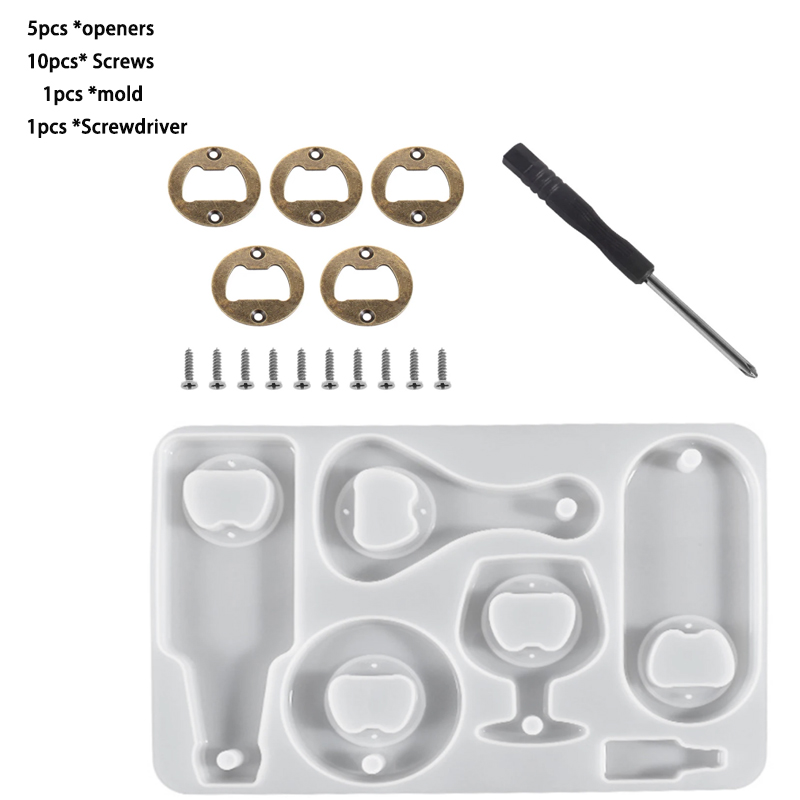 Kit d'inserts pour ouvre-bouteille, inserts ronds en acier inoxydable avec vis et tournevis pour ouvre-bouteille, moule de bricolage: YELLOW