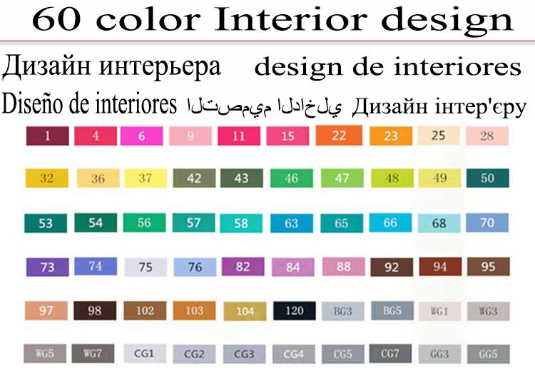 TOUCHFIVE 30/40/60/80 Farben Kunst Marker Alkohol Basierend Marker Zeichnung Kuli-einstellen Manga Dual geleitet kunst Skizze Marker Stifte: 60 Innere
