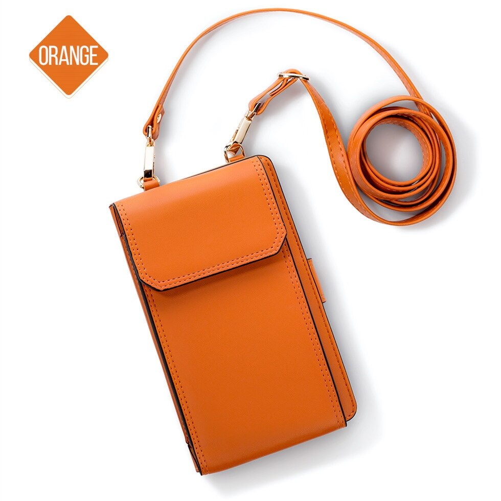 Musubo Telefoon Bag Case Voor iPhone Portemonnee Portemonnee Gevallen Luxe Leather Cover Voor Samsung Galaxy Xiao mi mi huawei Schouder crossbody: Oranje