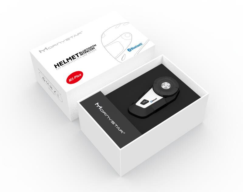 Mornystar M3 Plus Bluetooth Motorcycle Helmet Intercom FM Interphone Headset+Soft Microphone for Full Face Helmet