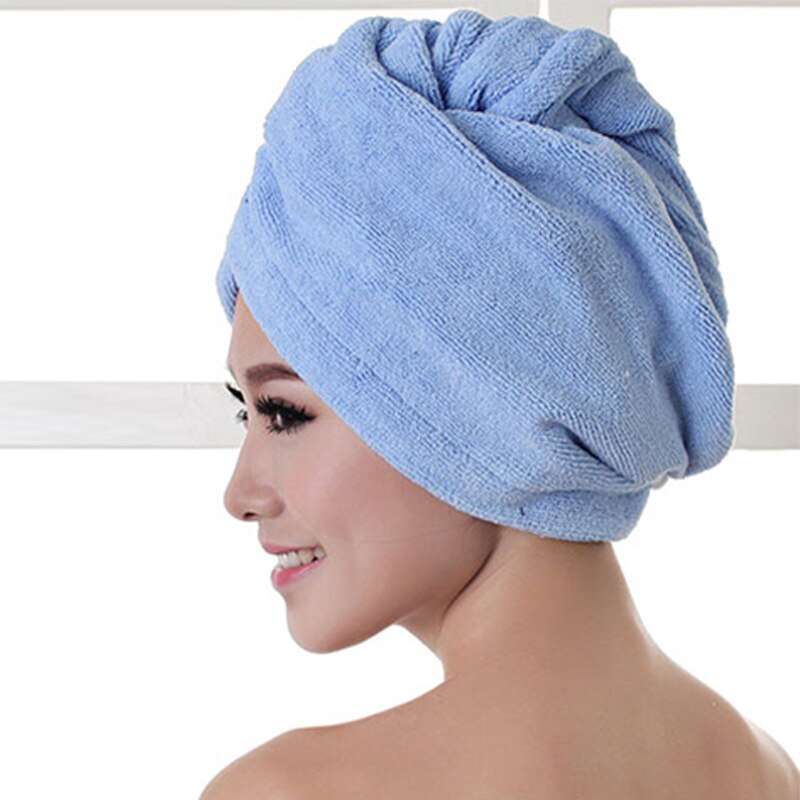 Super Saugfähigen Haar Trocknen Handtuch Turban bat Kappe Bademantel Hütte Kopf wickeln schnell-trocken Strand Handtuch: Blau / 60x20cm