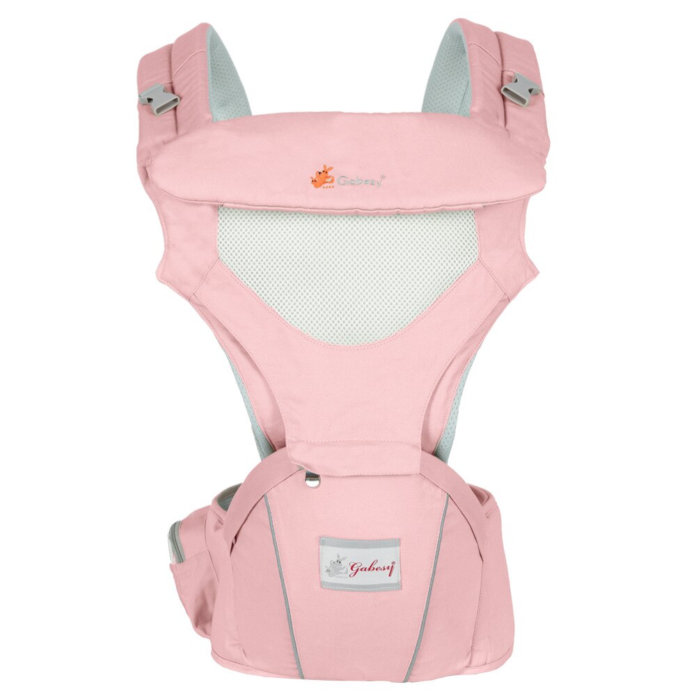 Ademende ergonomische draagzak, heupdrager, draagbare kangoeroe, babyrugzak voor het dragen van kinderen, draagdoek voor baby's: Roze