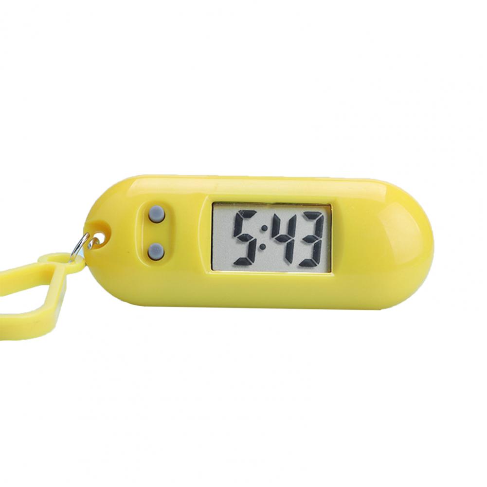 Electronic Clock Student Keychain Watch Silent LCD Digital Display Portable Student Exam Study Desktop Clock Keychain: Yellow