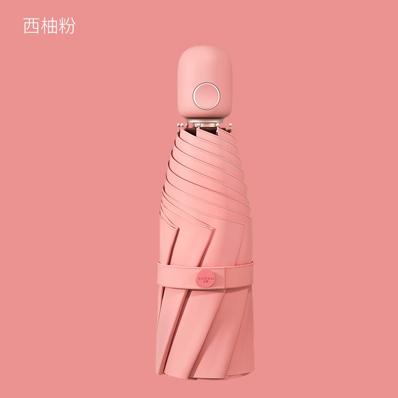 ZUODU Automatic Mini Pocket Umbrella Women Sun Protection Small Portable Ladies Parasol Pink Women Rain Five Folding Umbrella: Pink1